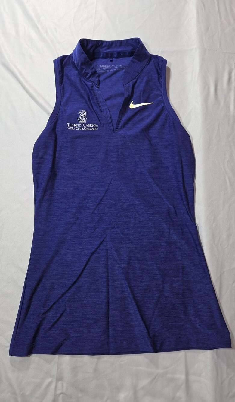 Nike Golf Sleeveless Polo Size XS Blue Ritz-Carlton Golf Club Orlando